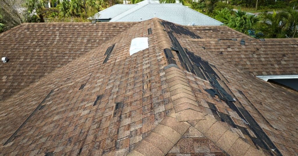 A roof of a residential that need Hail damage roof repair 