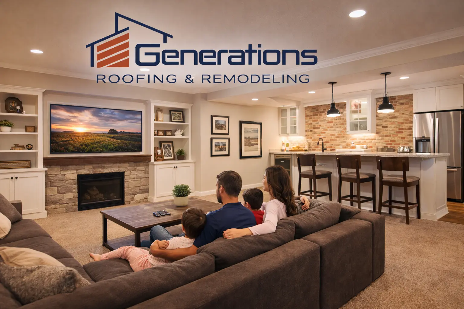 Basement remodeling project in Milwaukee