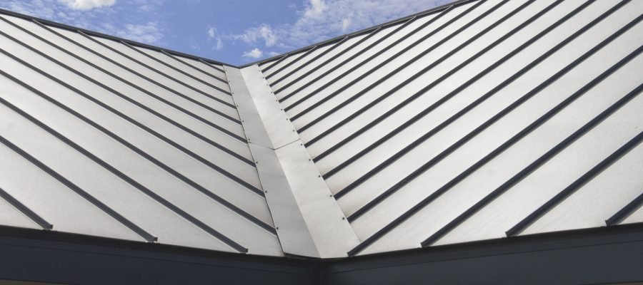 Standig Seam Metal Roof on sky background